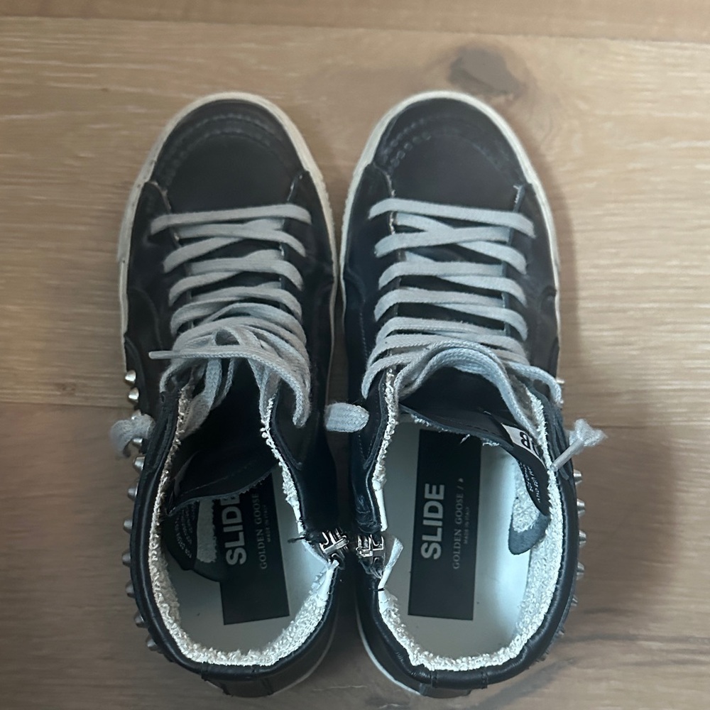 Golden Goose Black and Gray High-Top Sneakers- WOMENS